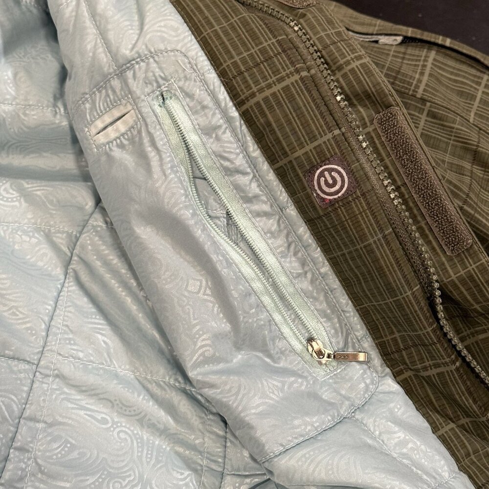 The North Face Y2K Womens Sz S Green Brown Plaid Hooded Ski Jacket - Picture 9 of 10